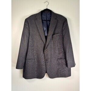 Jos. A. Bank Reserve Wool Cashmere Blend Blue Brown Plaid Blazer | Size 48 Reg